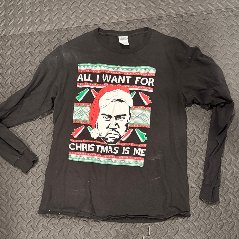 Kanye West Black Christmas Graphic Long Sleeve Shirt